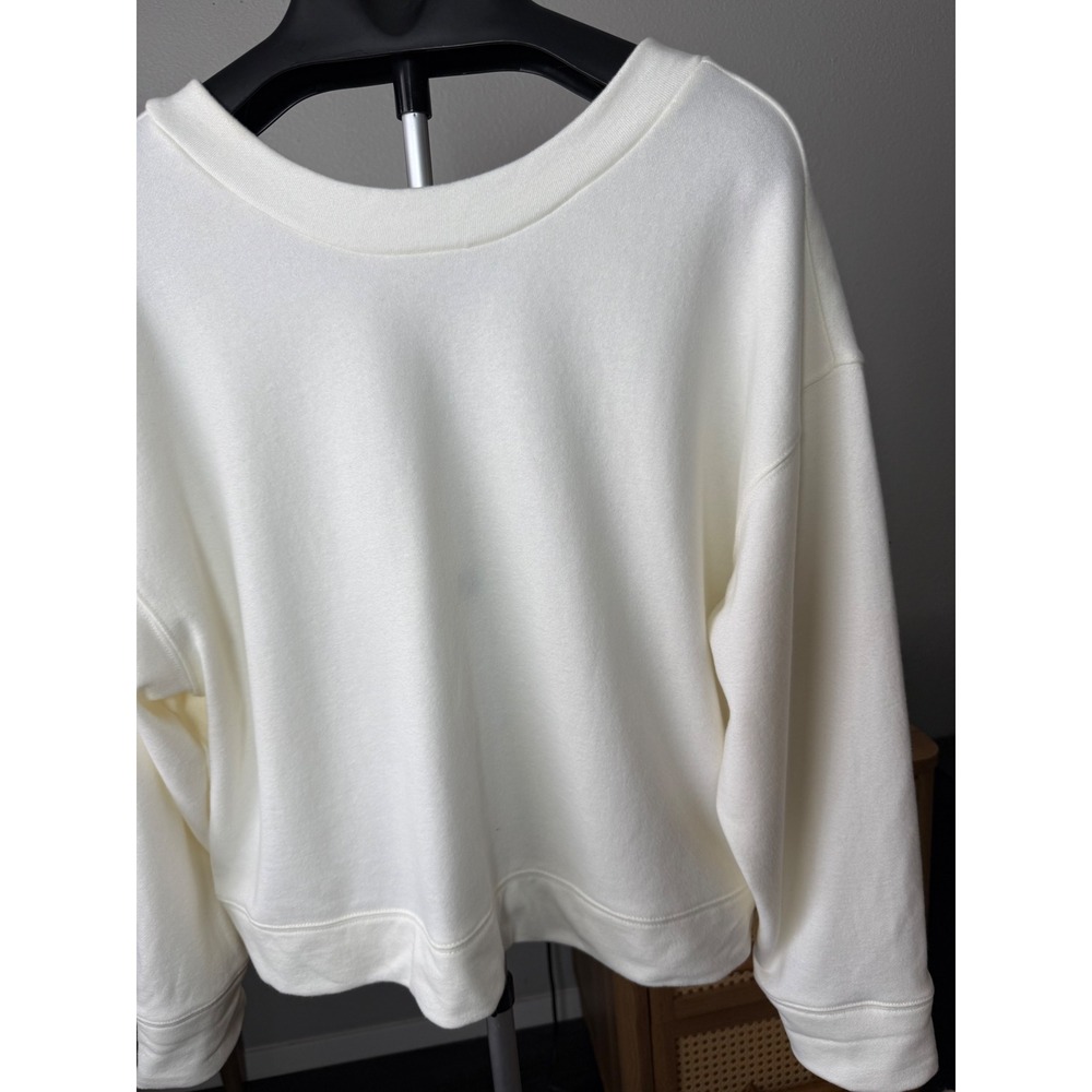 ON-34TH Womens Cream Sweatshirt Oversized Black Back Bow Pullover Large - Picture 8 of 10